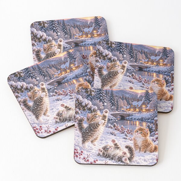 Item preview, Playful Winter Kittens in Snow designed and sold by Meandmyshop.