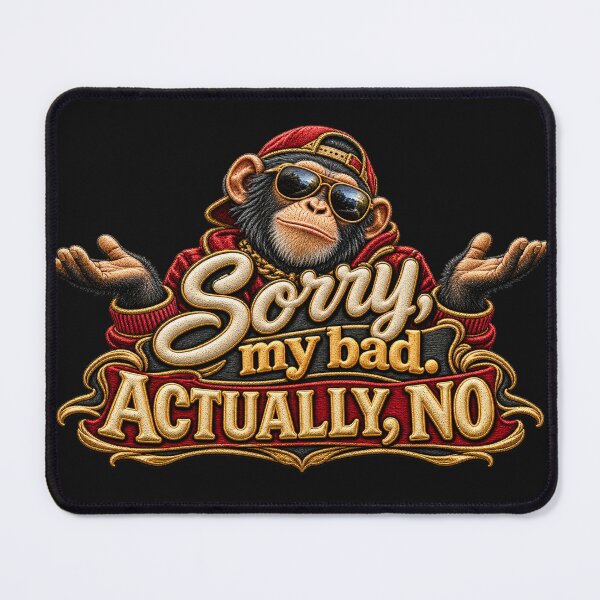 Item preview, Funny Monkey Quote – Sorry My Bad Actually No Embroidered Chimp Design designed and sold by Emoji Emblems.