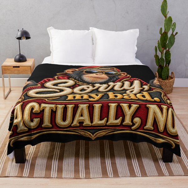 Item preview, Funny Monkey Quote – Sorry My Bad Actually No Embroidered Chimp Design designed and sold by Emoji Emblems.