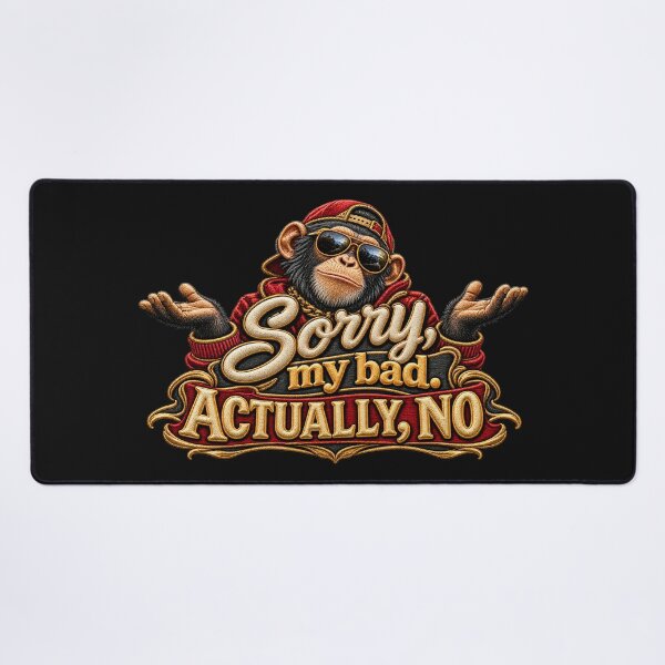 Item preview, Funny Monkey Quote – Sorry My Bad Actually No Embroidered Chimp Design designed and sold by Emoji Emblems.