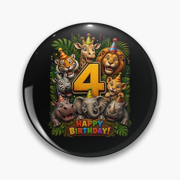 Item preview, Wild 4th Birthday Zoo Safari Animals Party Kids Gifts designed and sold by LeSoniPapaPrint.