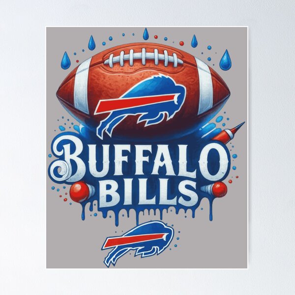 Item preview, Buffalo Bills Football Logo Dripping Paint Rain Water Splash NFL Team Fan Art Apparel Gift designed and sold by saovipgames.