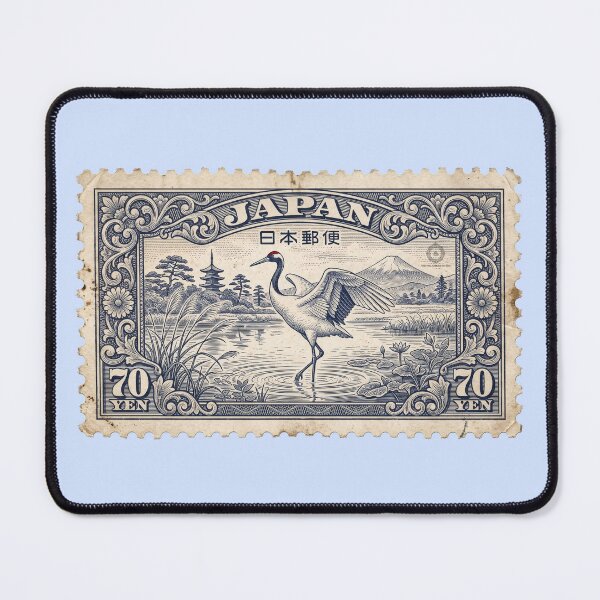 Item preview, Vintage Japan Crane Postage Stamp – Historical Fine Art Illustration designed and sold by The Philatelist Studio.