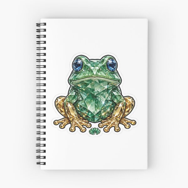 Item preview, Frog Crystal Sticker - Jade Green Diamond Frog Gold Legs designed and sold by FineLineBotanical .