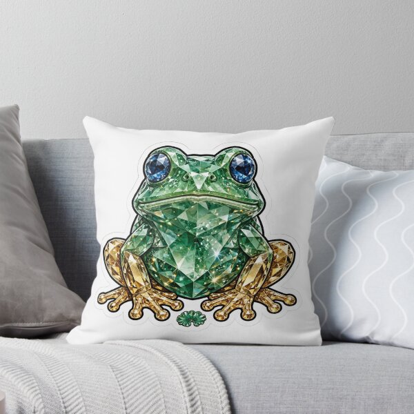 Item preview, Frog Crystal Sticker - Jade Green Diamond Frog Gold Legs designed and sold by FineLineBotanical .