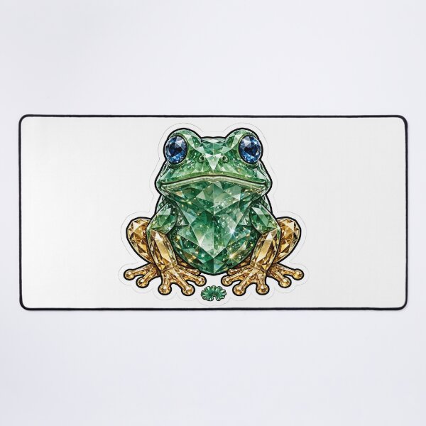 Item preview, Frog Crystal Sticker - Jade Green Diamond Frog Gold Legs designed and sold by FineLineBotanical .