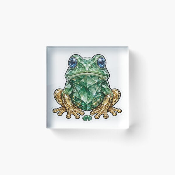 Item preview, Frog Crystal Sticker - Jade Green Diamond Frog Gold Legs designed and sold by Crystal Critters .
