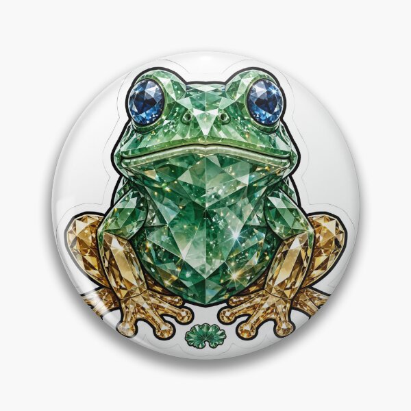 Item preview, Frog Crystal Sticker - Jade Green Diamond Frog Gold Legs designed and sold by Crystal Critters .