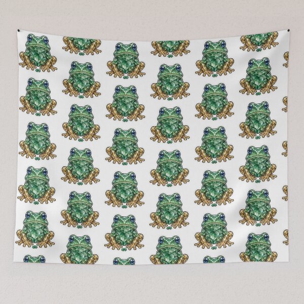 Item preview, Frog Crystal Sticker - Jade Green Diamond Frog Gold Legs designed and sold by FineLineBotanical .