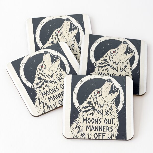 Item preview, Moon's Out Manners Off Werewolf Linocut designed and sold by AURA Vibes.