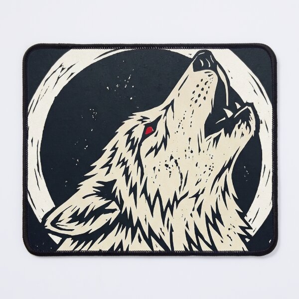 Item preview, Moon's Out Manners Off Werewolf Linocut designed and sold by AURA Vibes.