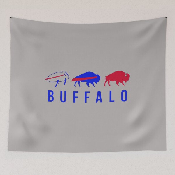 Item preview, Buffalo Three Logos Evolution Outline Filled Red Blue Charging Buffalo NFL Fan Art Apparel Gift designed and sold by saovipgames.