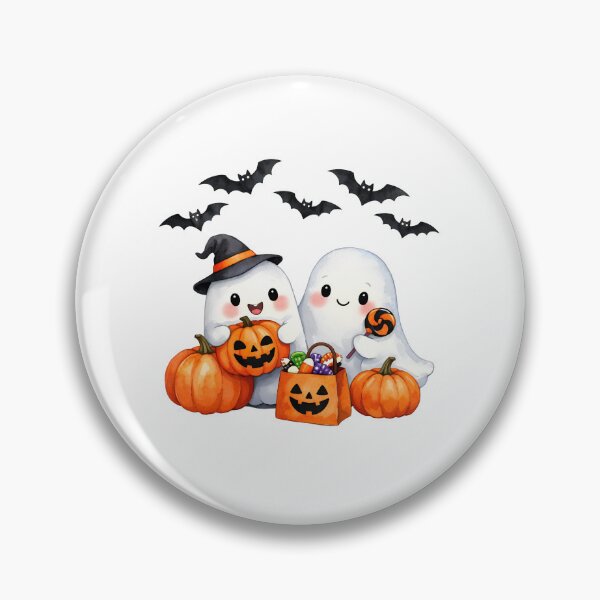 Item preview, Watercolor Halloween Ghosts with Pumpkins and Candy  designed and sold by silviaol.
