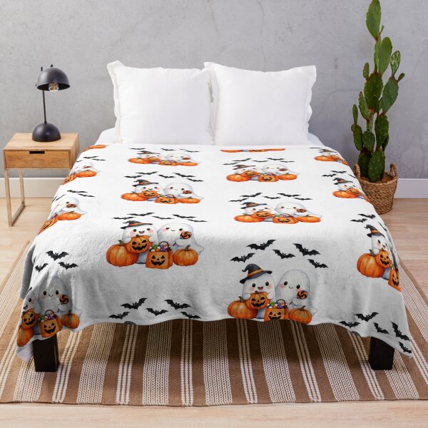 Item preview, Watercolor Halloween Ghosts with Pumpkins and Candy  designed and sold by silviaol.