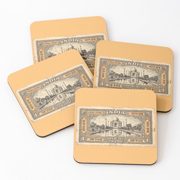 Item preview, Vintage Taj Mahal India Postage Stamp – Historical Fine Art Illustration designed and sold by The Philatelist Studio.
