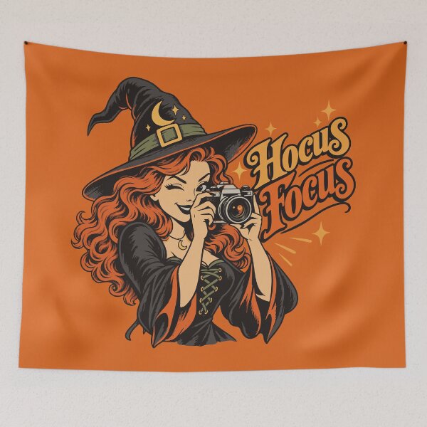 Item preview, Halloween art - Hocus Focus - witch with camera designed and sold by luckysolo.