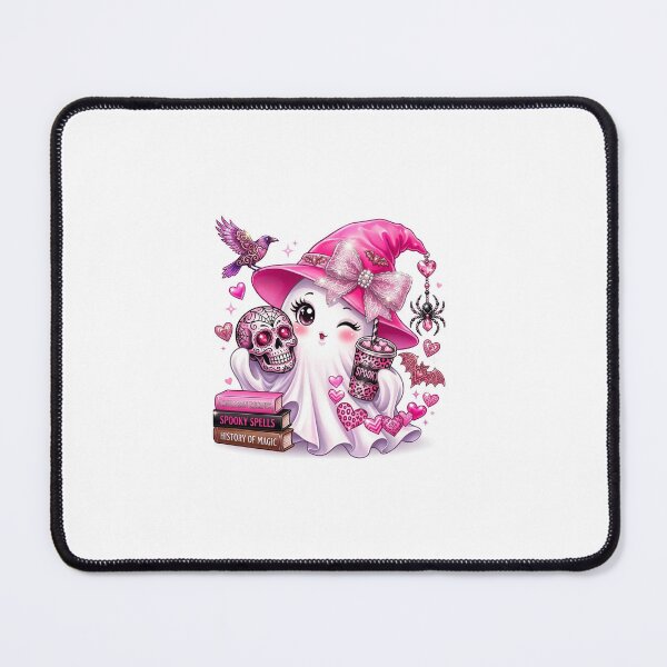 Item preview, Cute Pink Halloween Ghost - Spooky Witch Hat & Sugar Skull Art designed and sold by PureCanvas Co.