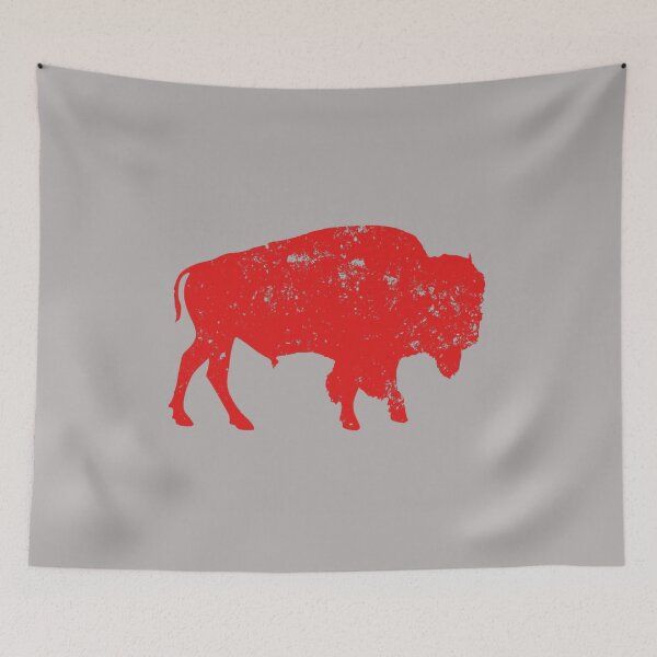 Item preview, Buffalo Red Silhouette Distressed Charging Bison Logo Simple Bold Fan Art Apparel Gift designed and sold by saovipgames.