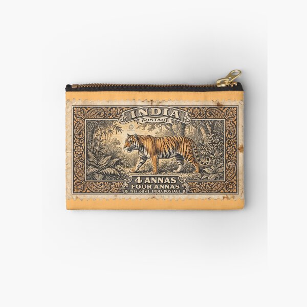 Item preview, Vintage India Tiger Postage Stamp – Historical Fine Art Illustration designed and sold by The Philatelist Studio.