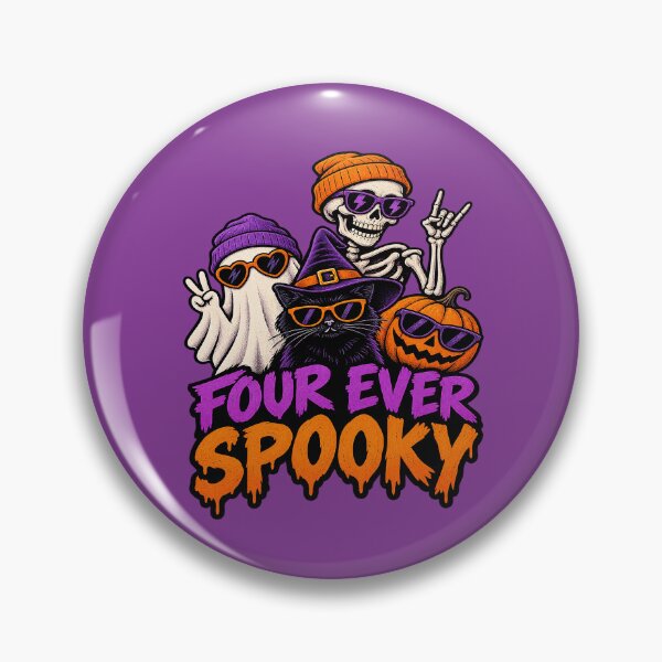 Item preview, Four Ever Spooky Funny Ghost Skeleton Cat and Pumpkin designed and sold by Endless7Art.