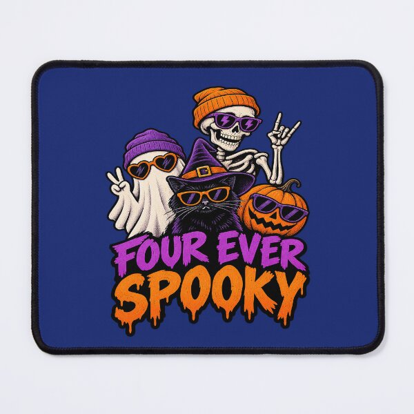 Item preview, Four Ever Spooky Funny Ghost Skeleton Cat and Pumpkin designed and sold by Endless7Art.