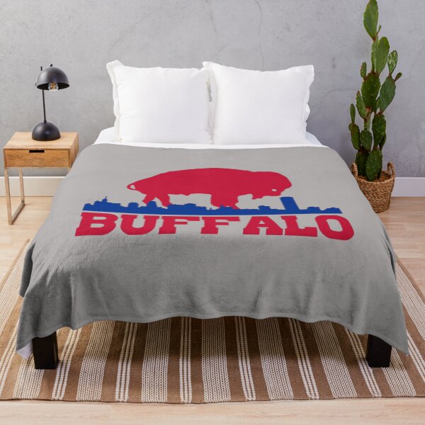 Item preview, Buffalo Skyline Red Bison Silhouette Cityscape Blue Red Logo Fan Art Apparel Gift designed and sold by saovipgames.