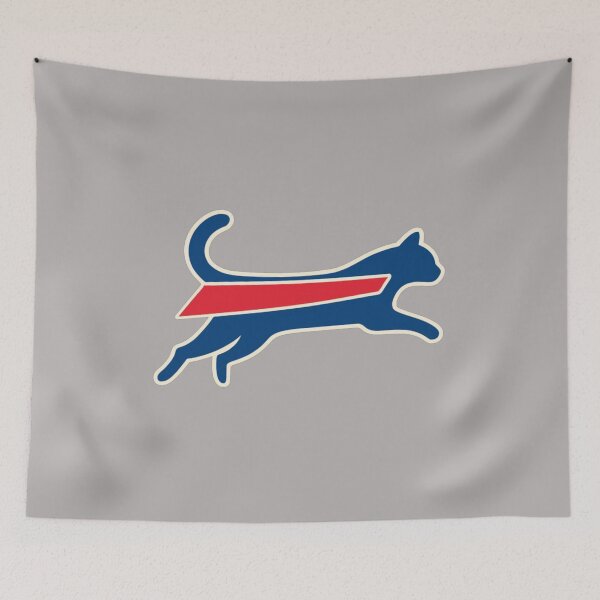 Item preview, Buffalo Bills Cat Silhouette Red Stripe Logo Parody Running Cat Style Fan Art Apparel Gift designed and sold by saovipgames.