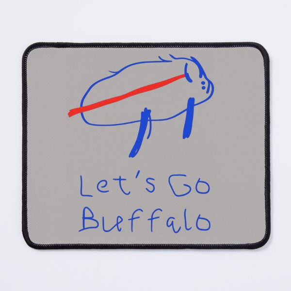 Item preview, Lets Go Buffalo Blue Outline Charging Buffalo Sketch Handwritten Text Fan Art Apparel Gift designed and sold by saovipgames.