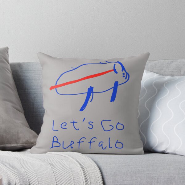 Item preview, Lets Go Buffalo Blue Outline Charging Buffalo Sketch Handwritten Text Fan Art Apparel Gift designed and sold by saovipgames.