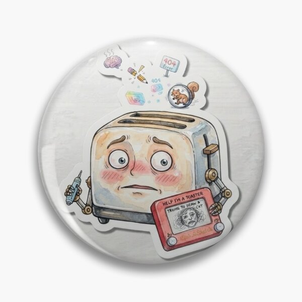 Item preview, Stressed Toaster Robot AI Humor Sticker designed and sold by abfuze.