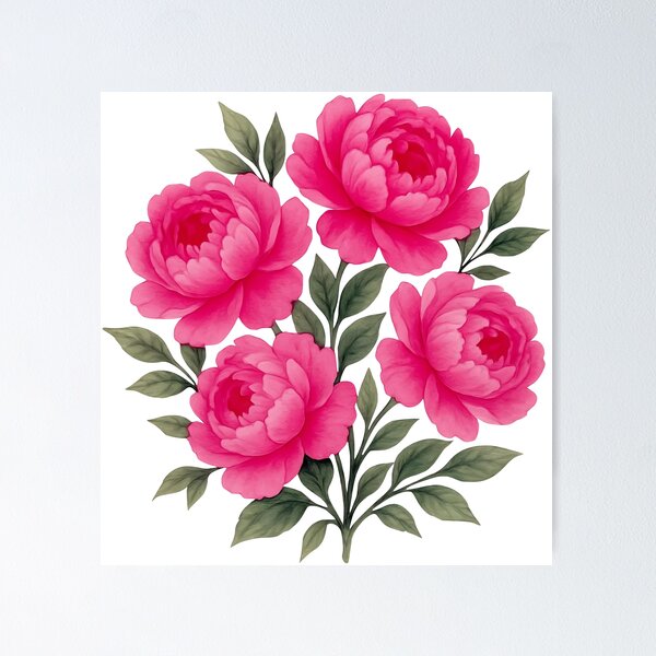 Item preview, Watercolor Pink Magenta Peony Floral Bouquet Shapes Mania designed and sold by Shapes-Mania.