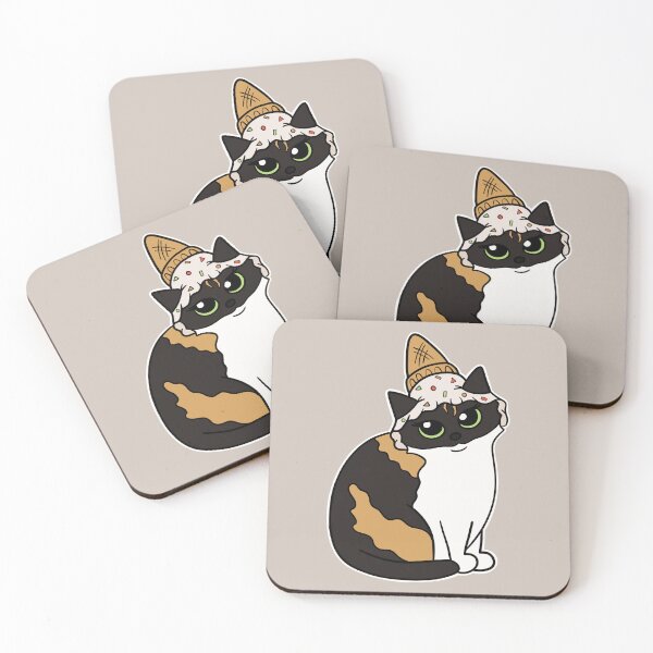 Item preview, Calico Cat Wearing a Ice Cream Hat Costume Halloween designed and sold by Sollomio.
