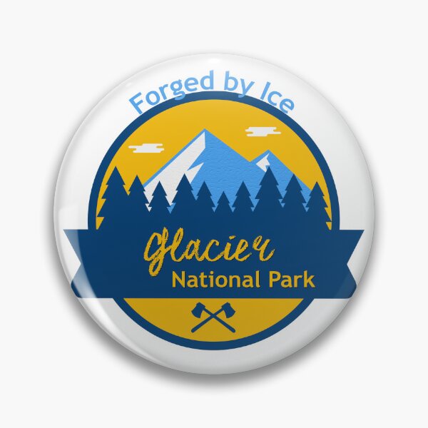 Item preview, Glacier National Park Badge | Forged by Ice Vintage Montana Mountain Travel Design designed and sold by DonnaRaine.