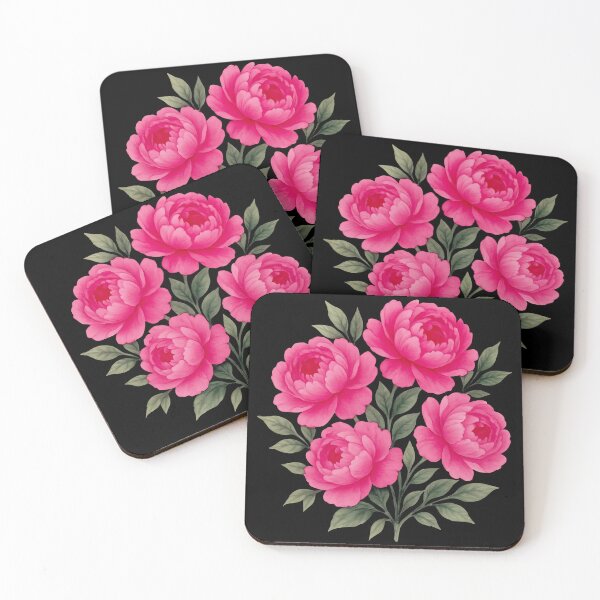 Item preview, Watercolor Pink Magenta Peony Floral Bouquet on Black Shapes Mania designed and sold by Shapes-Mania.