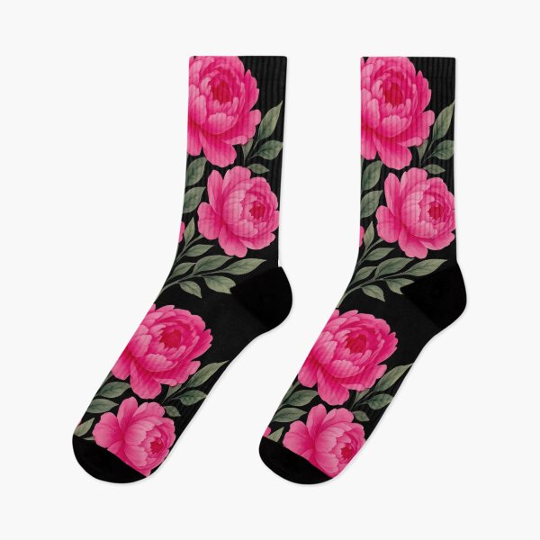 Item preview, Watercolor Pink Magenta Peony Floral Bouquet on Black Shapes Mania designed and sold by Shapes-Mania.
