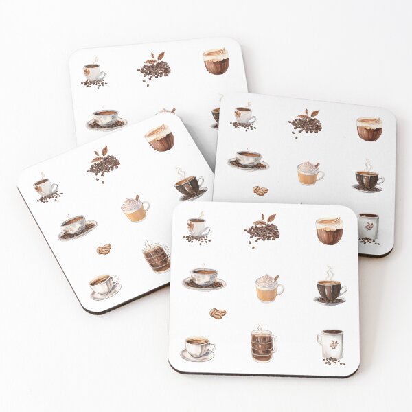 Item preview, Watercolor Coffee Lover's Cups with Coffee and Coffee Beans  designed and sold by silviaol.