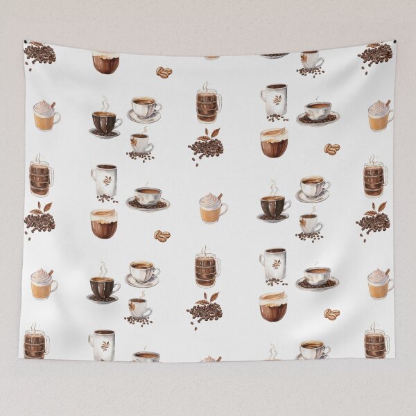 Item preview, Watercolor Coffee Lover's Cups with Coffee and Coffee Beans  designed and sold by silviaol.