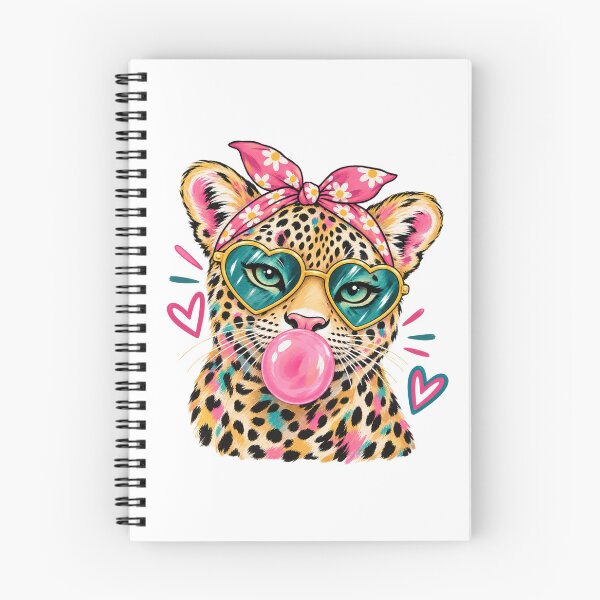 Item preview, ?Colorful Leopard with Heart Sunglasses & Bubblegum – Cute Pop Art Animal Design designed and sold by mik lor.