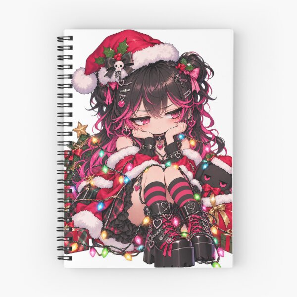 Item preview, Forced Festive – Bored Goth Christmas Chibi Girl designed and sold by Kubbykat.