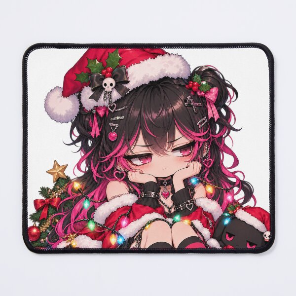 Item preview, Forced Festive – Bored Goth Christmas Chibi Girl designed and sold by Kubbykat.