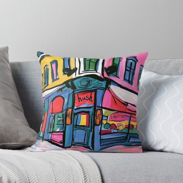 Item preview, Vibrant Corner Cafe in a Colorful City Street with Bold Urban Architecture and Artistic Expression designed and sold by OlfactoART Studio.