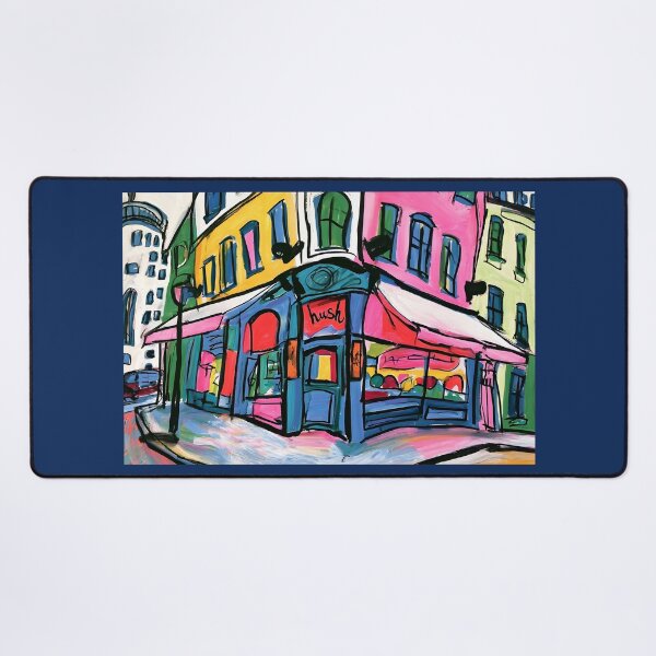 Item preview, Vibrant Corner Cafe in a Colorful City Street with Bold Urban Architecture and Artistic Expression designed and sold by OlfactoART Studio.