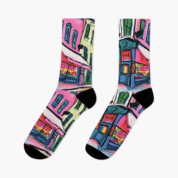 Item preview, Vibrant Corner Cafe in a Colorful City Street with Bold Urban Architecture and Artistic Expression designed and sold by OlfactoART Studio.