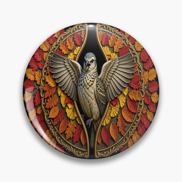 Item preview, Autumn Bird Ascent - Vintage Golden Leaf Mandala Art designed and sold by Breezes-of-Ida.