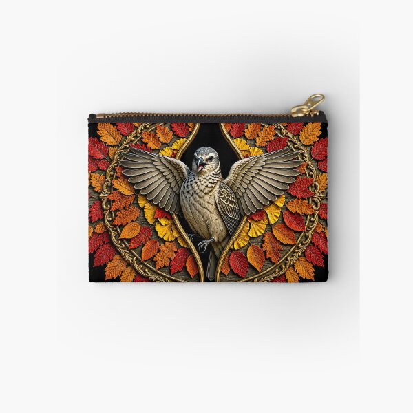 Item preview, Autumn Bird Ascent - Vintage Golden Leaf Mandala Art designed and sold by Breezes-of-Ida.