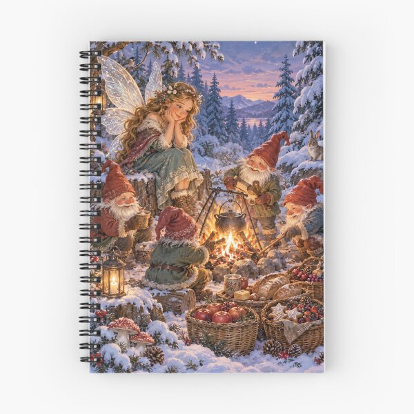 Artikelvorschau, Zauberhafte Waldgnome und Feen am Winterlagerfeuer entworfen und verkauft von Meandmyshop.