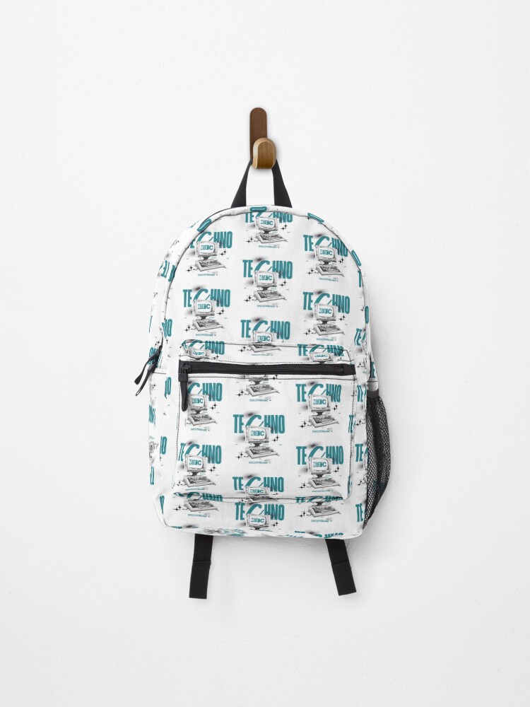 Thumbnail 1 of 3, Backpack, TECHNO - Retro Computer (Blue) designed and sold by Discothreadz.