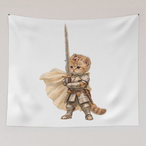 Item preview, Tiny Sword Cat Knight – Viral Armored Kitten Meme designed and sold by Extravanganzza.