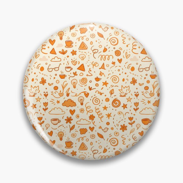 Item preview, Orange Whimsical Hand Drawn Folk Art Doodle Pattern designed and sold by ART ATTACK ZONE.