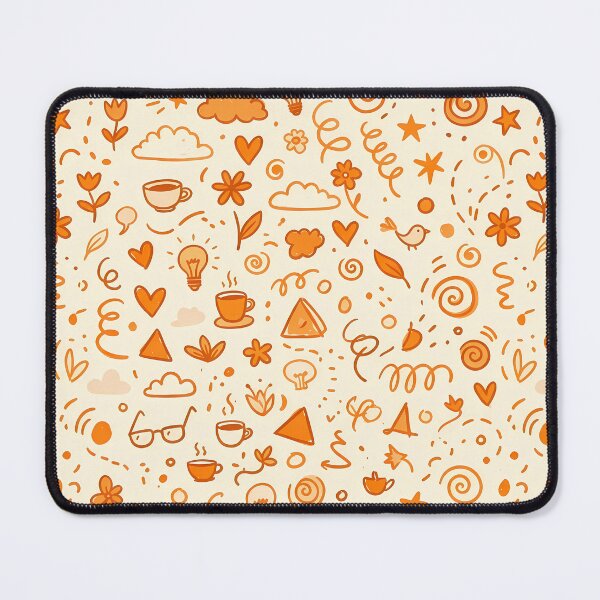 Item preview, Orange Whimsical Hand Drawn Folk Art Doodle Pattern designed and sold by ART ATTACK ZONE.
